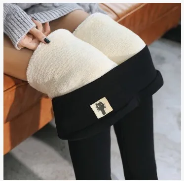 Women Winter Thick Velvet Wool Pants High Waist Hit Underpant Stretch Slim Trouser Cashmere Pencil Pant Soild Color Leggings