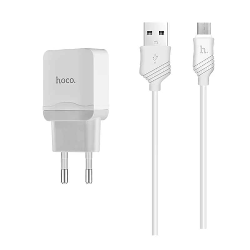 EU Plug for Micro HOCO C22A 20 шт./лот 5 в 2.1A USB зарядное устройство для iPhone 11 Xs Max ЕС вилка настенное зарядное устройство адаптер для samsung Xiaomi huawei - Тип штекера: EU Plug for Micro