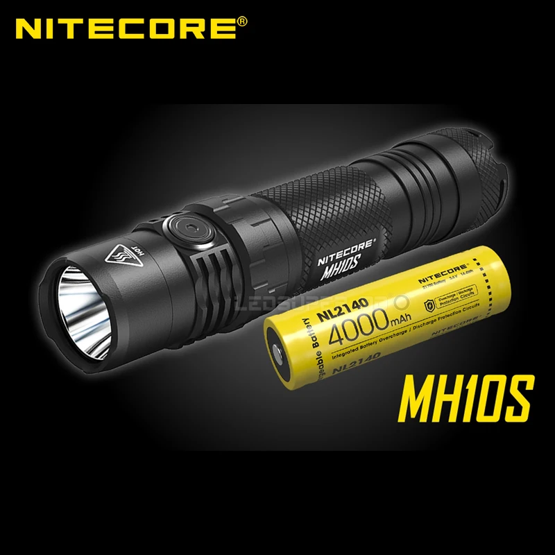 USB-C Rechargeable Nitecore MH10S Luminus SST-40-W LED 1800 Lumens 21700  Dual Fuel EDC Flashlight with 4000mAh Battery