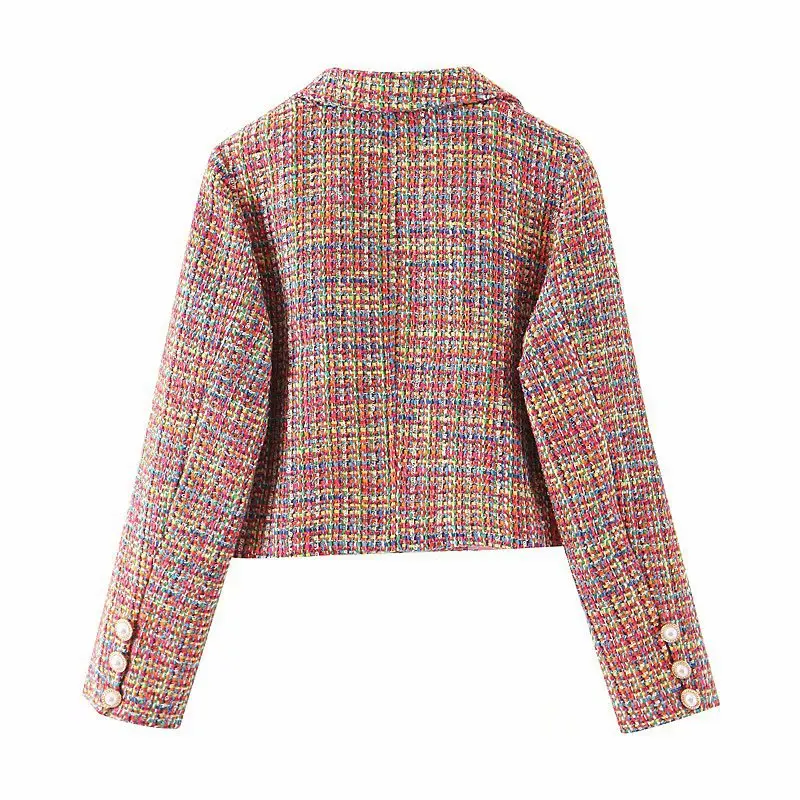 

Autumn And Winter New Style Europe And America WOMEN'S Dress-Style Pearl Clasp Pattern Casual Loose-Fit Suit Jacket W1993