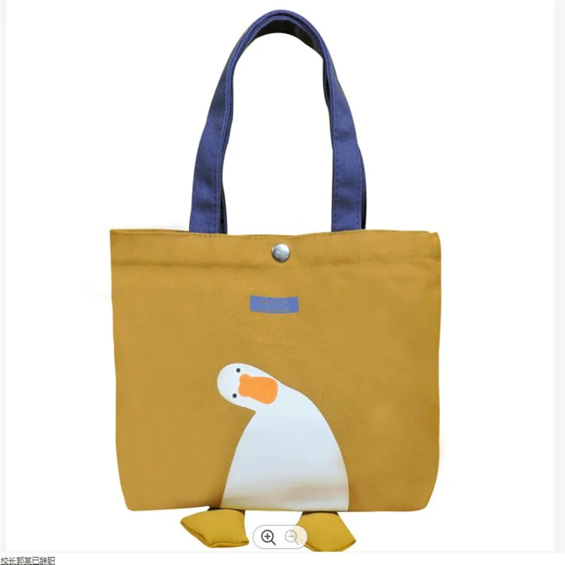 

200pcs/Lot Thermal Transfer Animal Logo Printed Cute Shopping Cotton Bags with Handles Resuable Grocery Storage Packing