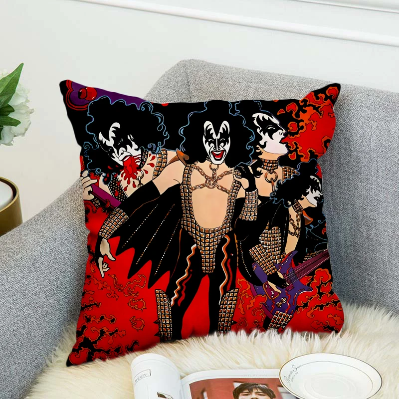 KISS Rock & Roll All Nite Party Pillow Case Polyester Decorative Pillowcases Throw Pillow Cover style-5