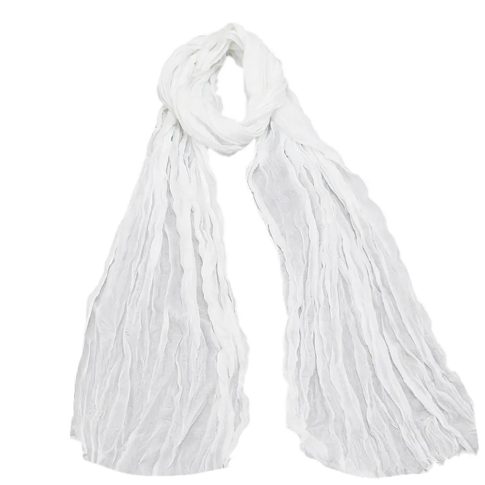 Мягкий женский и мужской шарф, винтажные длинные мягкие однотонные шарфы, Дамская шаль, осенне-зимняя женская, мужская, унисекс, женский платок для женщин - Цвет: Белый