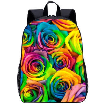 

Floral Rose School Bags Backpack Student Bag Book Bags For Kids Women Girls Teenage Casual Travel High Quality
