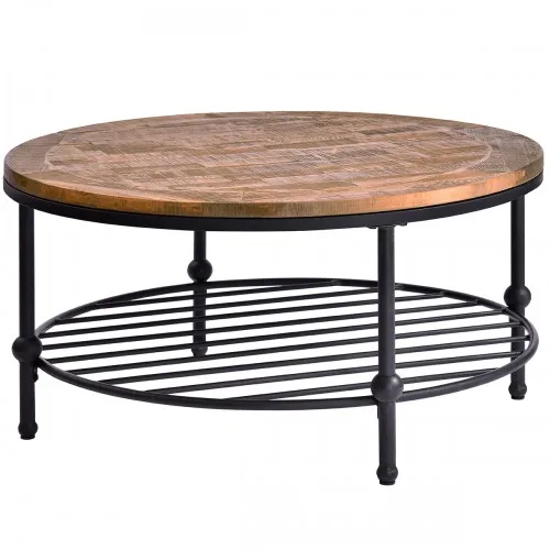 

Easy Assembly Hillside Rustic Natural Coffee Table with Storage Shelf for Living Room