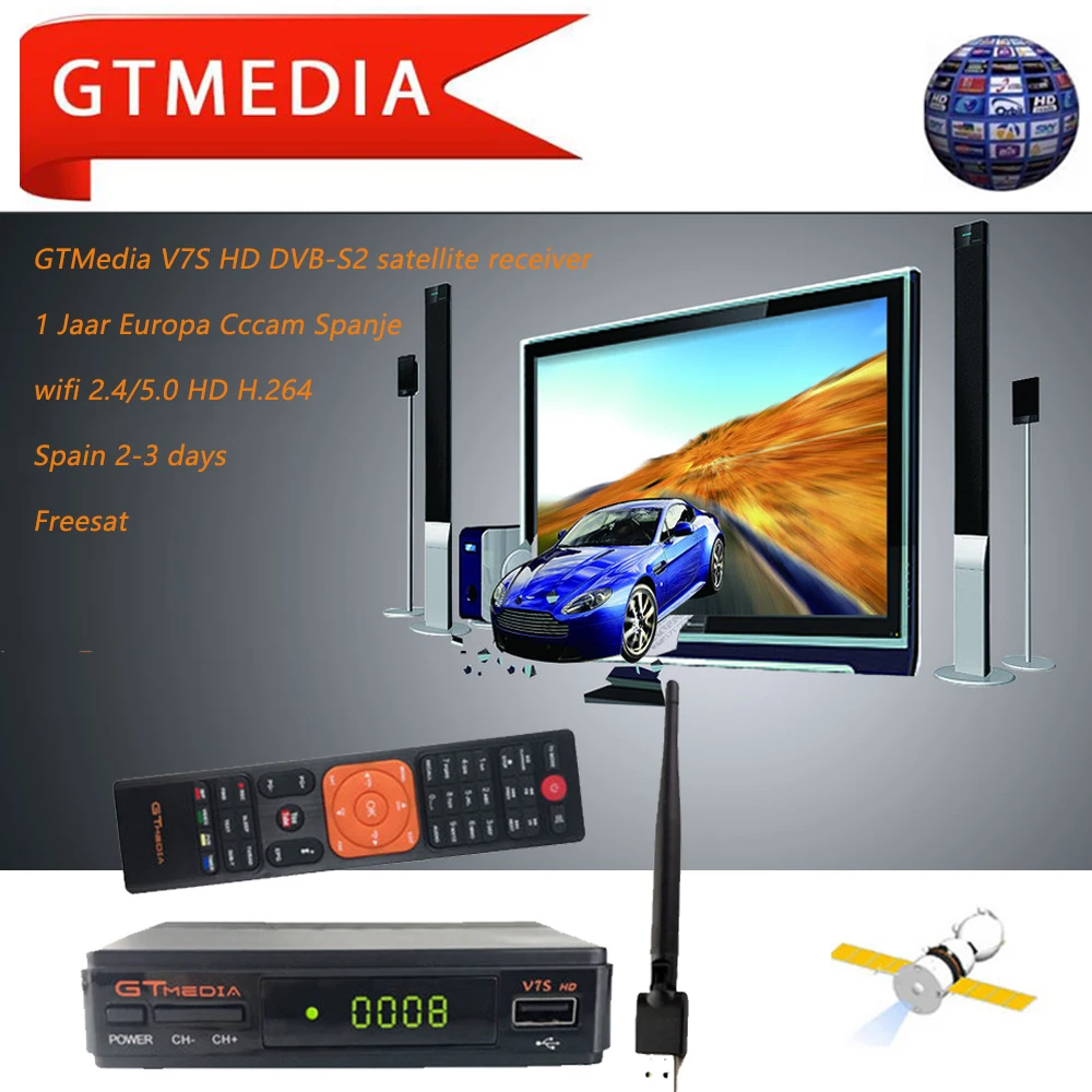 Оригинальный спутниковый ресивер Freesat V7SHD GTMEDIA Full 1080P DVB S2 поддержка 1 год 7 линий Ccam