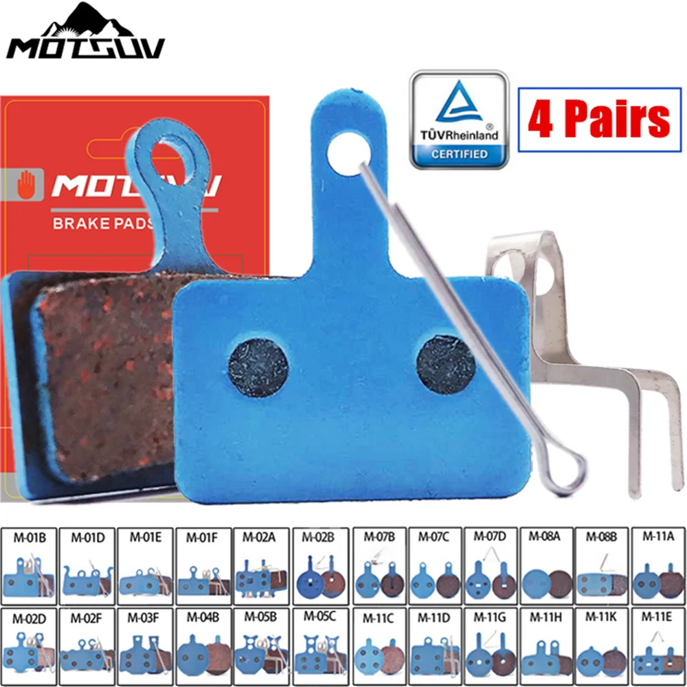 

MOTSUV 4 Pairs 8pcs MTB Bicycle Semi-metal Disc Brake Pads for SHIMAN0 AVID HAYES Magura Formula and Scooter, link-2 Bicycle pad