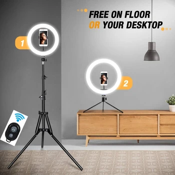 

Dimmable LED Selfie Ring Light with Tripod USB Selfie Light Ring Lamp Big Photography Ringlight with Stand for Cell Phone Studio