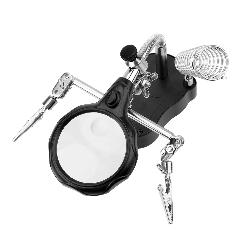 Magnifier LED Soldering Stand magnifying glass soldering iron stand