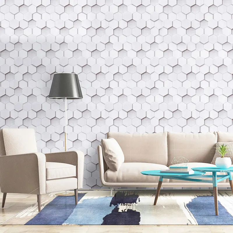 Waterproof PVC Self-Adhesive Wallpaper Modern Geometric Hive Decorative  Wallpaper Creative Decoration Wall Stickers Wallpaper
