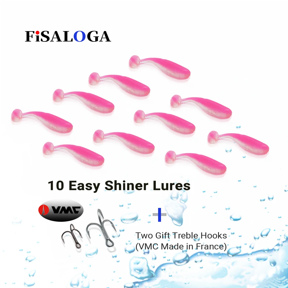 

Silicone Easy Shiner Fishing Lures Swimbaits 75mm 10Pcs/lot Artificial Shad Vinyl Fisaloga Soft T Tail Bait Gift VMC Treble Hook