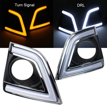 

Car 2 pcs DRL Day Light LED DRL Daytime Running Lights with Yellow Turn Signal for Toyota Corolla 2014 2015 2016