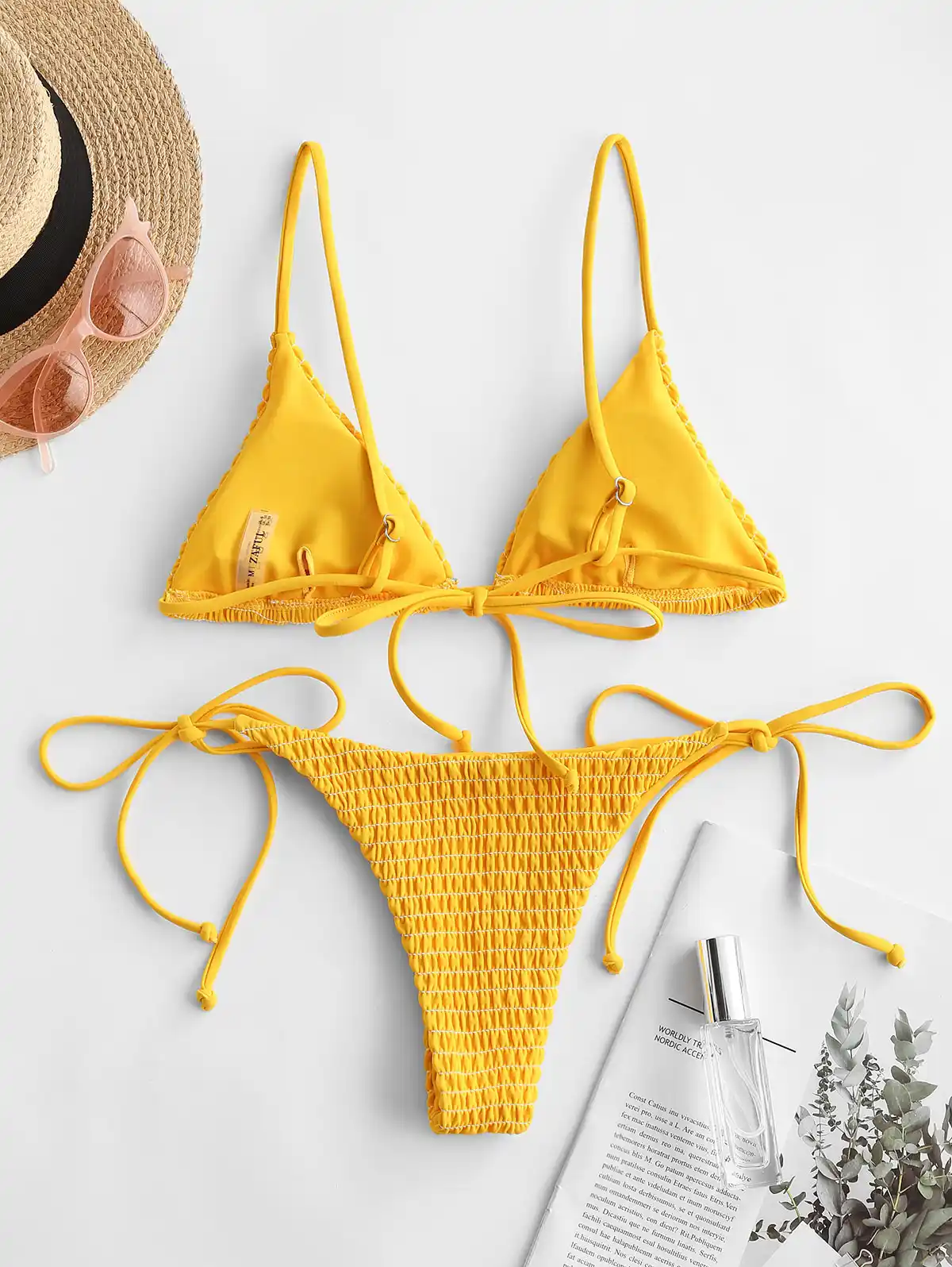 yellow smocked bikini