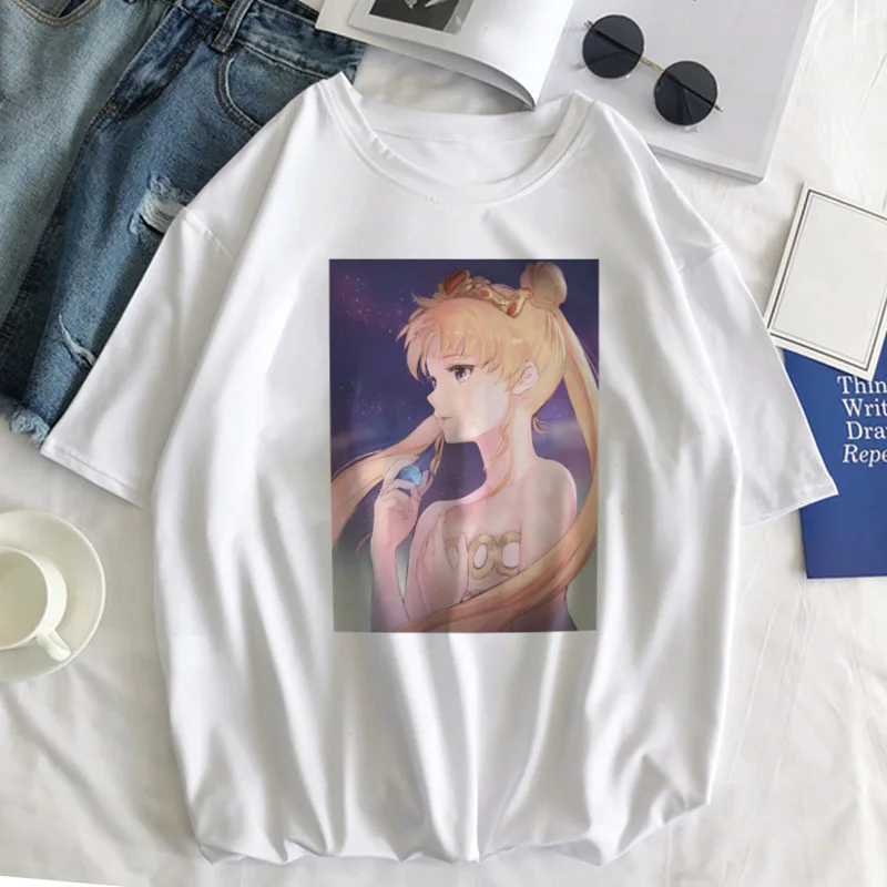 Sailor Moon Cat Футболка женская летняя Kawaii стильная одежда Harajuku футболка Ulzzang Повседневная футболка с коротким рукавом женская футболка - Цвет: 2871