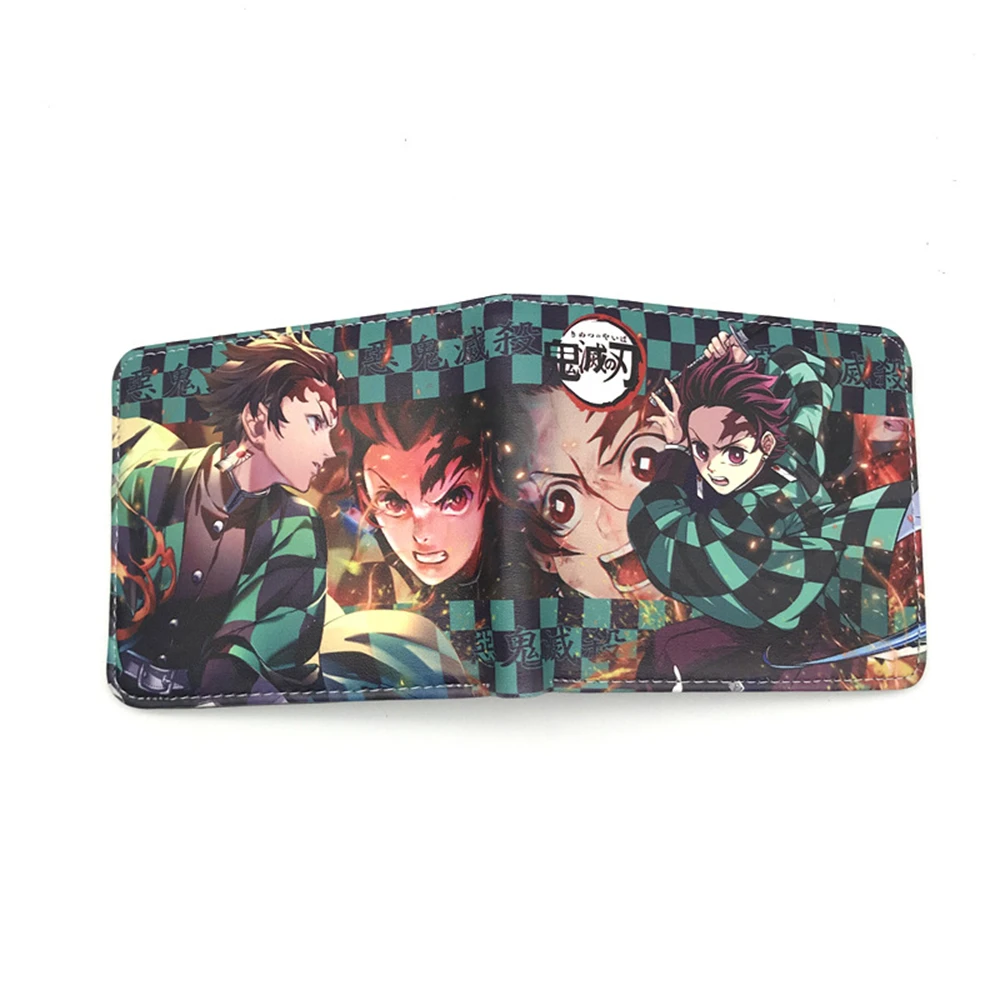 Anime Cartoon Demon Slayer Kimetsu No Yaiba Tanjiro Kamado Wallet Short Purse With Coin Pocket front pocket wallet Wallets