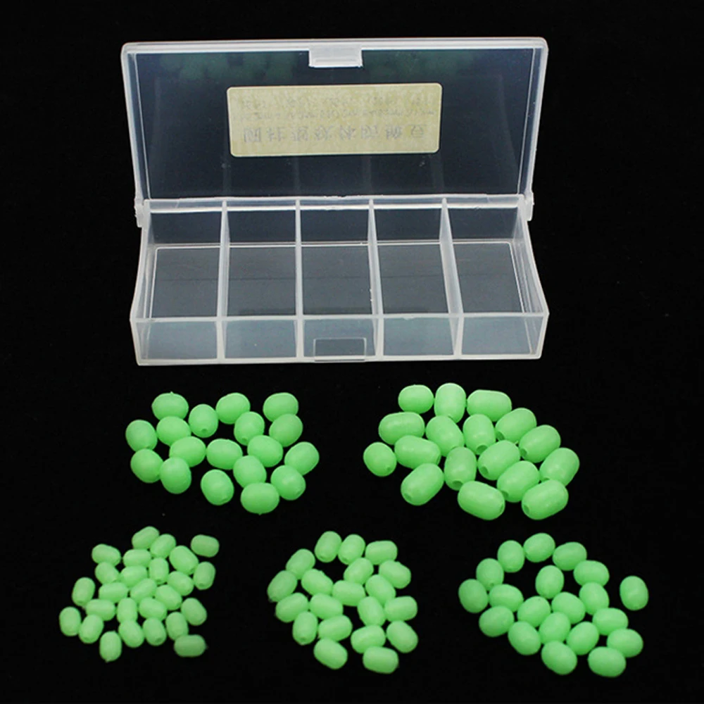 100pcs/box Bright Oval Shaped Glow Fishing Beads Floating Set 5