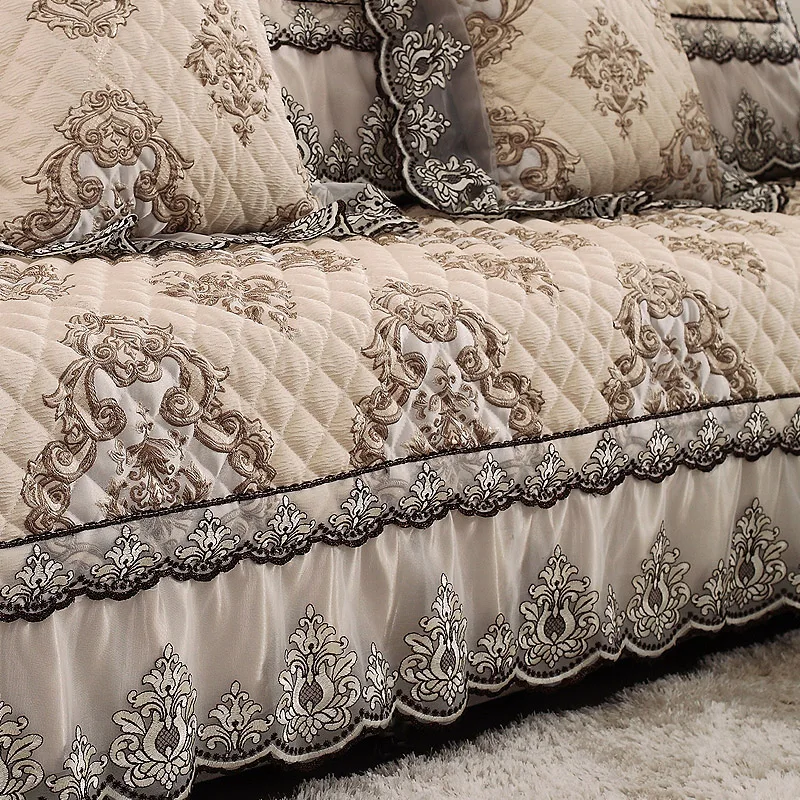 

European Style Sofa Seat Living Room Four Seasons Universal Combination Lace Fabric Non-slip Royal Sofa Sleeve Cover