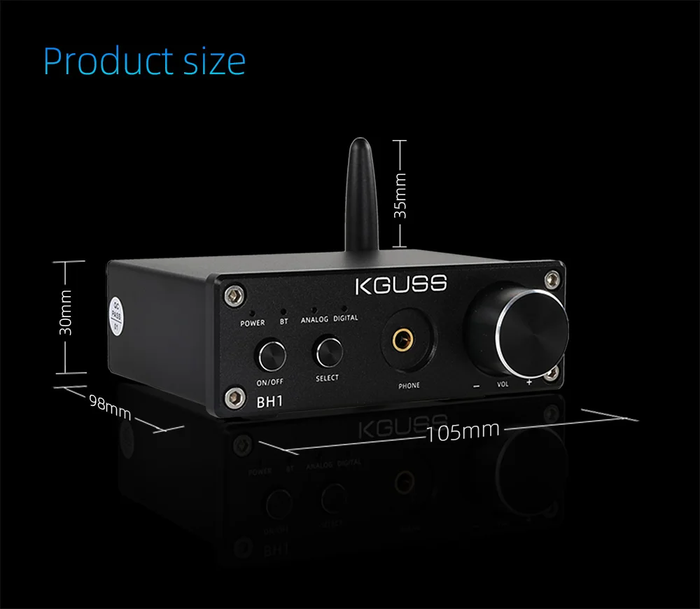 KGUSS BH1 Bluetooth 5,0 аудио HiFi усилитель декодер QCC3008 двухканальный CS8406 чип-преобразователь