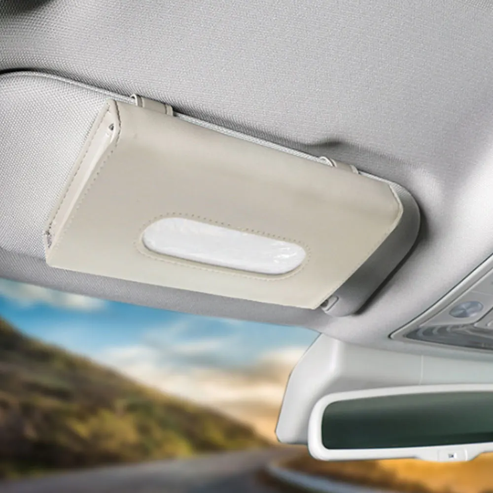 

Car Tissue Box Universal PU Leather Car Sun Visor Hanging Type Tissue Cover Shade Paper Towel Box Car Styling Interior Supplies