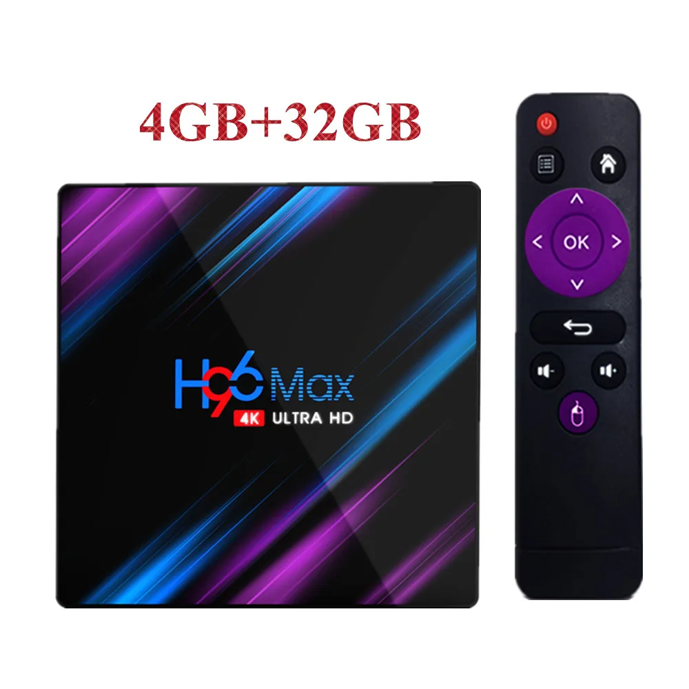 H96 MAX Android 9,0 ТВ приставка 4G 64G RK3318 4 ядра 2,4G/5G Wifi BT 4,0 4K HD телеприставка H96max 4G 32G Netflix IP tv Play - Цвет: 4GB-32GB