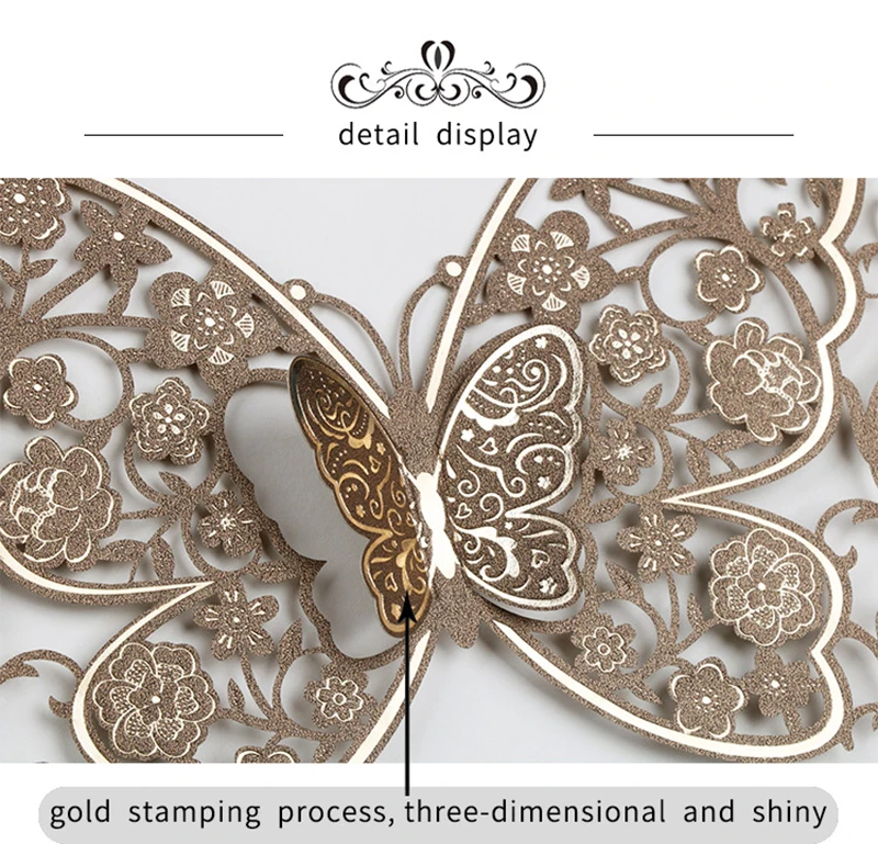 50pcs Butterfly Elegant Laser Cut Wedding Invitation Card Business Greeting Card Customized Wedding Decoration Party Supplies