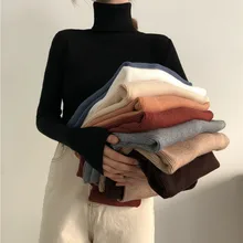 Women Turtleneck Sweaters Autumn Winter Korean Slim Pullover Women Basic Tops Casual Soft Knit Sweater Soft Warm Jumper