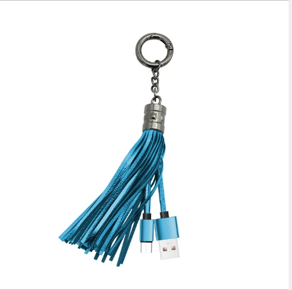 10 шт. USB кабель кожаный брелок с кисточкой mini USB кабель быстрого зарядного устройства металлический брелок кабель для передачи данных Шнур