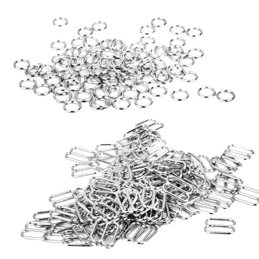 Металлическое нижнее белье, кольцо ползунок, 200 шт., ремень для бюстгальтера, регулятор, пряжки, крючки, застежки, аксессуары для бюстгальтера, Нескользящие 10 мм