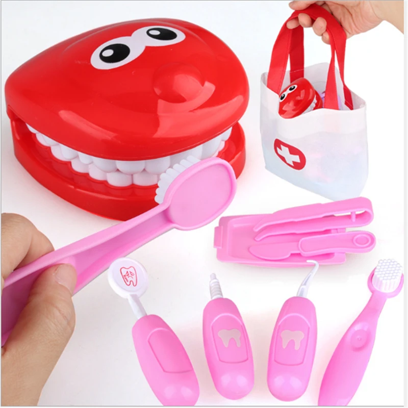 

9 Pcs Pretend Play Toy Dentist Check Teeth Model Set Medical Kit Educational Role Play Simulation Educational Toys For Kids