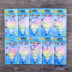 1Pc Color-edged Happy Birthday Number Cake Candles 0 1 2 3 4 5 6 7 8 9 Cake Topper Kids Girls Boys Bar Party Supplies Decoration