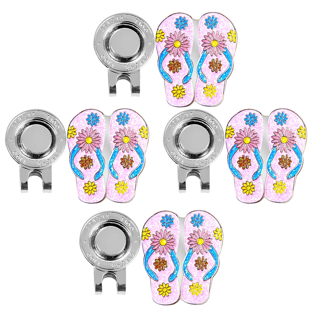 Pack of 4 Golf Cap Clips Magnetic Golf Ball Markers with Slipper Design for Golf Caps, Stable & Durable