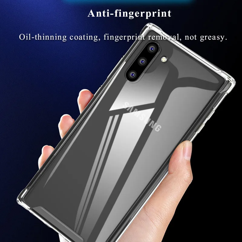 

for Samsung Galaxy Note 10 Plus 5G Note 10 Case Transparent Acrylic Anti-knock Airbag Cover for Samsung Galaxy Note10 + Funda