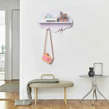 

Cloud Shape Wood Floating Shelf Wall Mount Display Wall Hang Storage Rack White