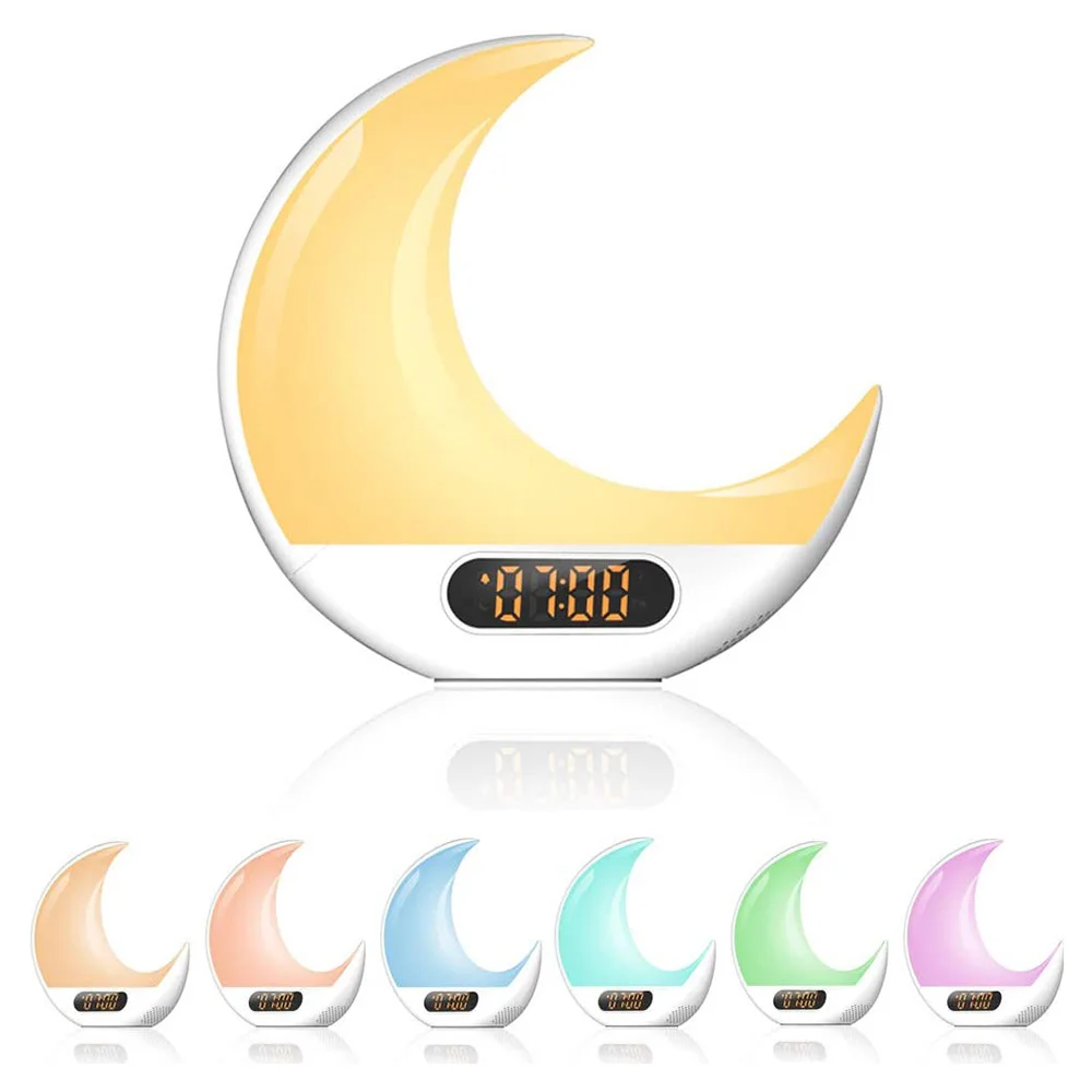 

Moon Wake-Up Night Light USB Alarm Clock Multifunctional Simulated Sunrise Sunset Sleep Moon Wake-Up Lamp with Remote Control