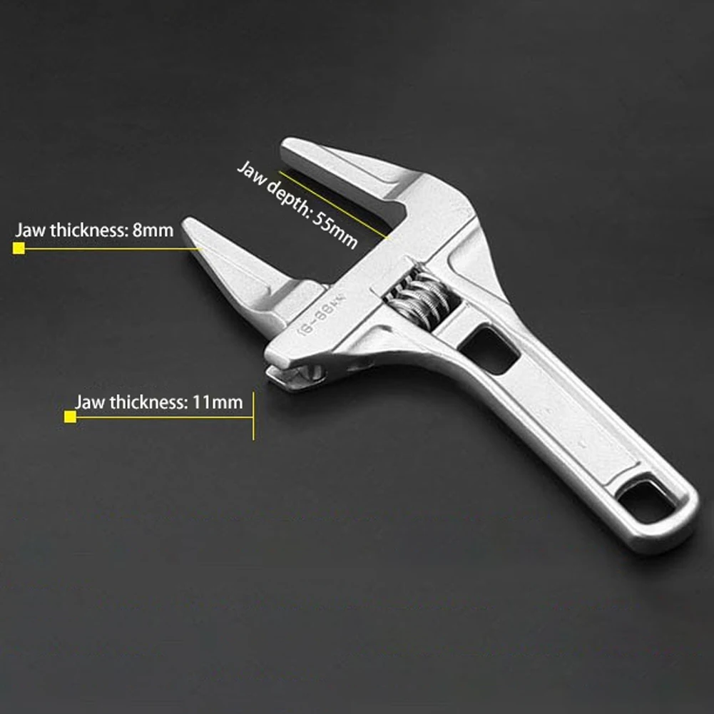 

16-68mm Large Openings Mini Adjustable Spanner Short Handle Shank Bathroom Wrench Head Depth 55mm for Narrow Space Repair Tool