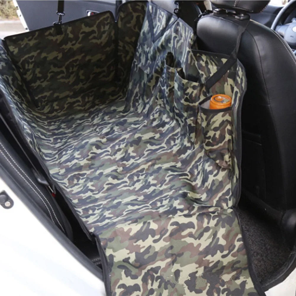 

Adjustable Strap Pet Cushion Car Rear Seat Mat Waterproof Cover Easy Clean Oxford Cloth Travel Hammock Protective Camouflage Dog