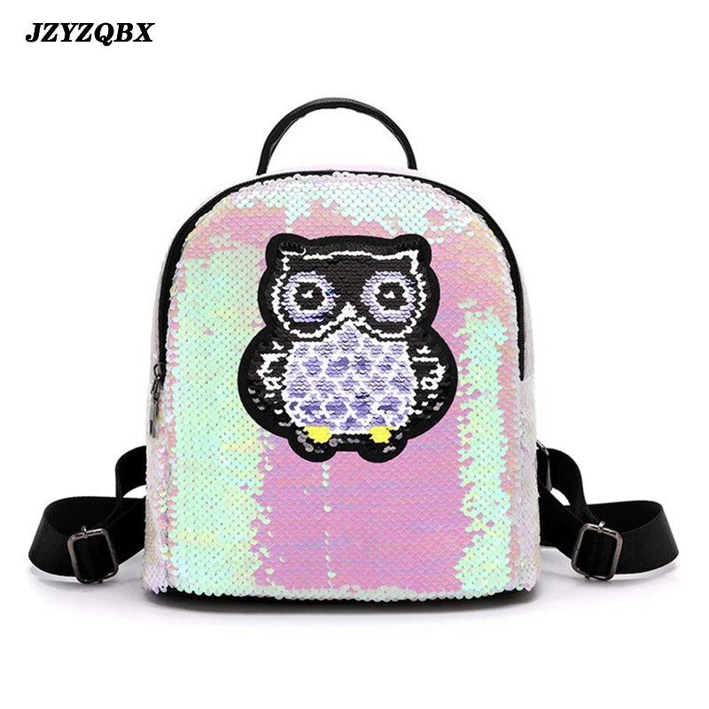 

JZYZQBX Lovely Owl School Bag Change Color Sequins Backpack Children's plecak School Backpack For Girls Kids Book Bag
