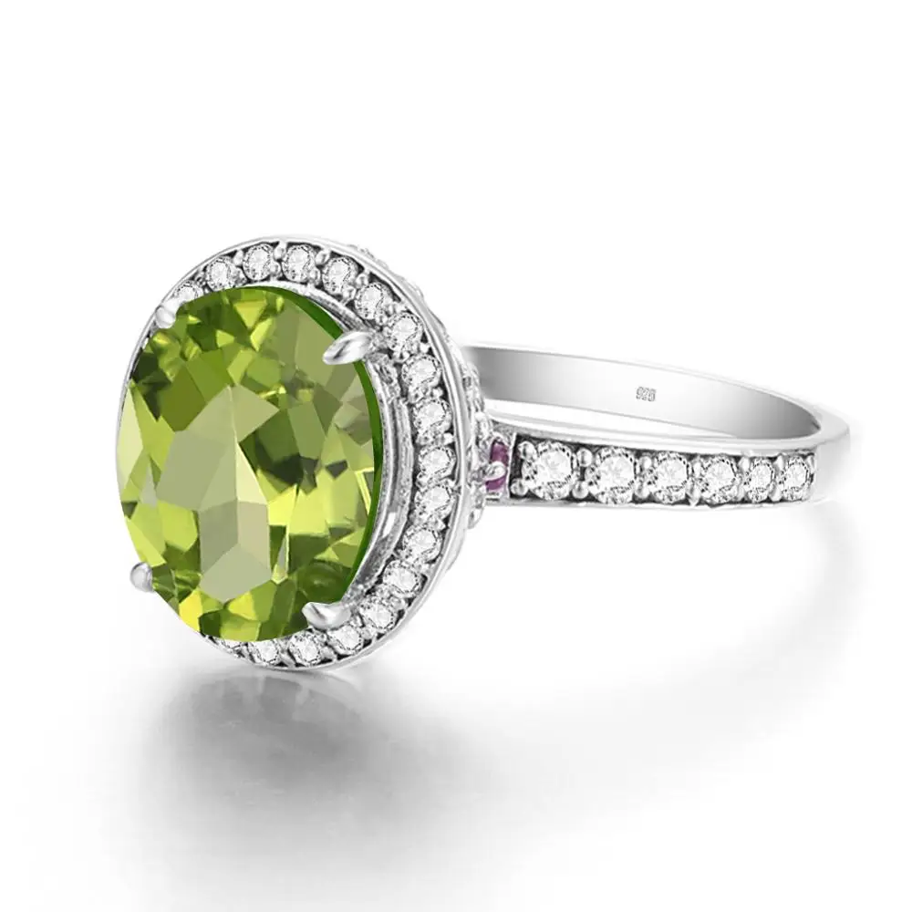 

Ring Silver For Women Original Elegant Engagement Ring Oval Green Peridot Inlaid Zircon Silver 925 Jewelry Girl Christmas Gift