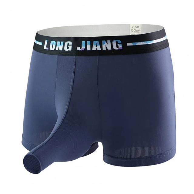 Longjiang Men Boxer Shorts Letter Print Underpants 3D Elephant Nose Ice  Silk Wide Waistband Bulge Pouch