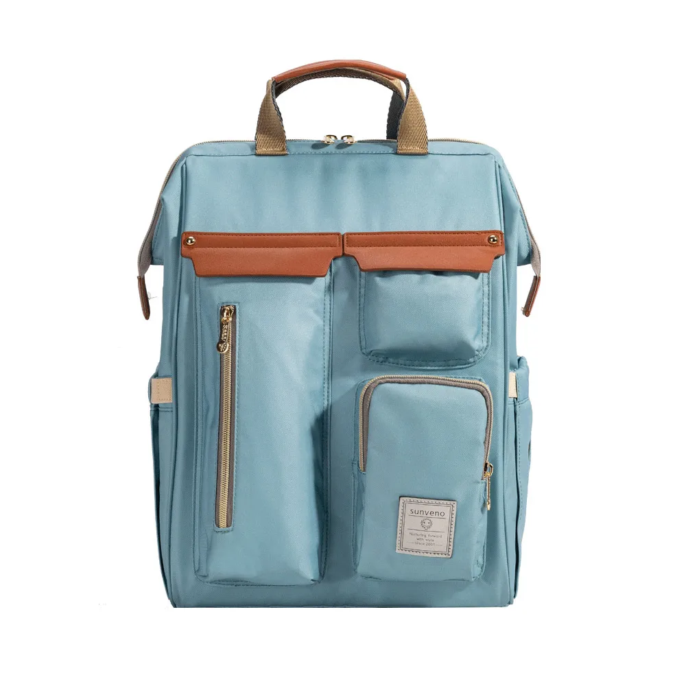 Sunveno сумка для подгузников, рюкзак большой емкости, Детская сумка для коляски, рюкзак для мам, дорожная сумка для подгузников, водонепроницаемая - Цвет: Blue