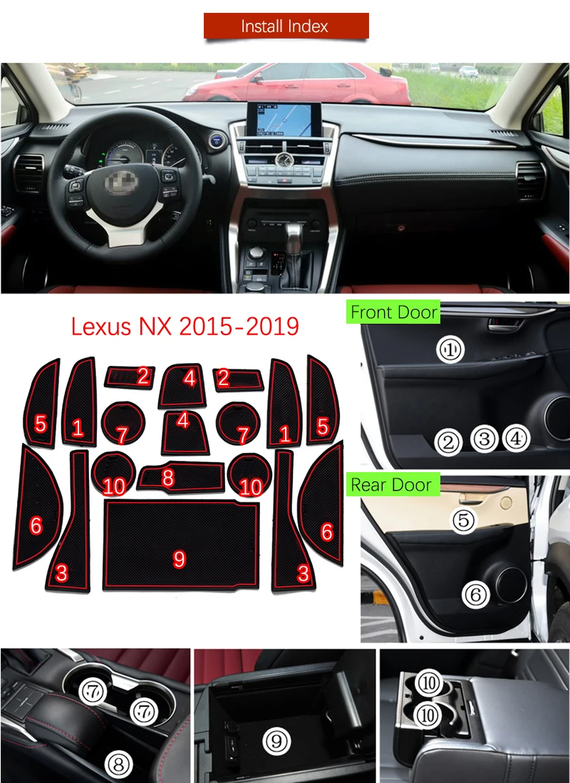 Противоскользящий коврик для Lexus NX 200T 300 300H AZ10 NX200T NX300 NX300h аксессуары слот для ворот подставка