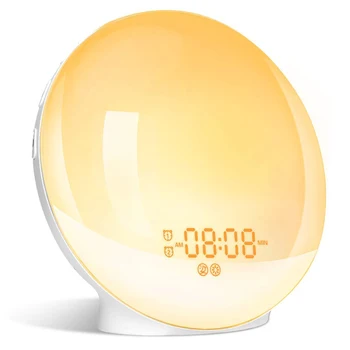 

Wake- Up Light,Alarm Clock 8 Colored Sunrise Simulation & Sleep Aid Feature, Dual Alarm Clock with FM Radio, 7 Natural Sound and