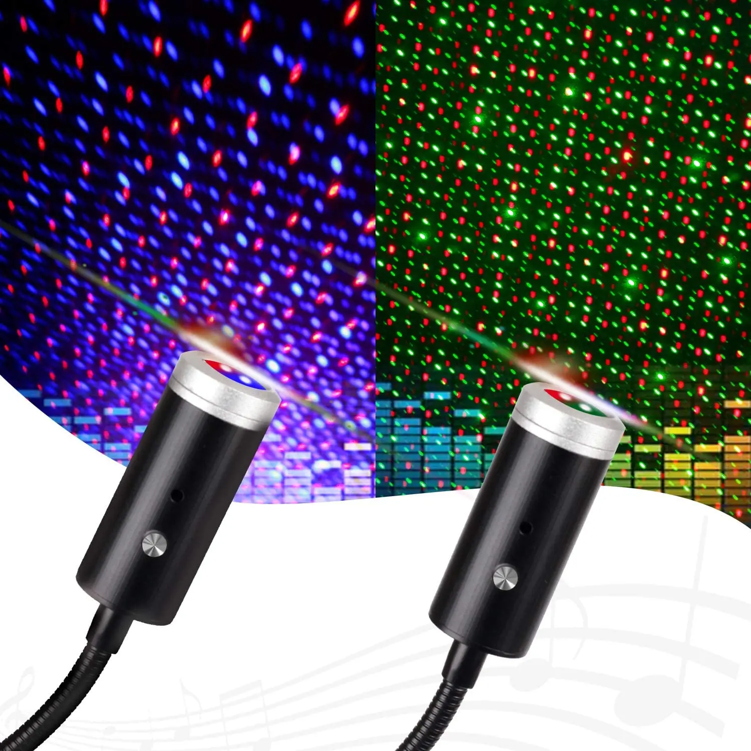 3 Colors Music Control USB LED Starry Sky Projector Night Lights Car Atmosphere Ambient Star Galaxy Lamps Car Roof Ceiling Decor childrens night lights