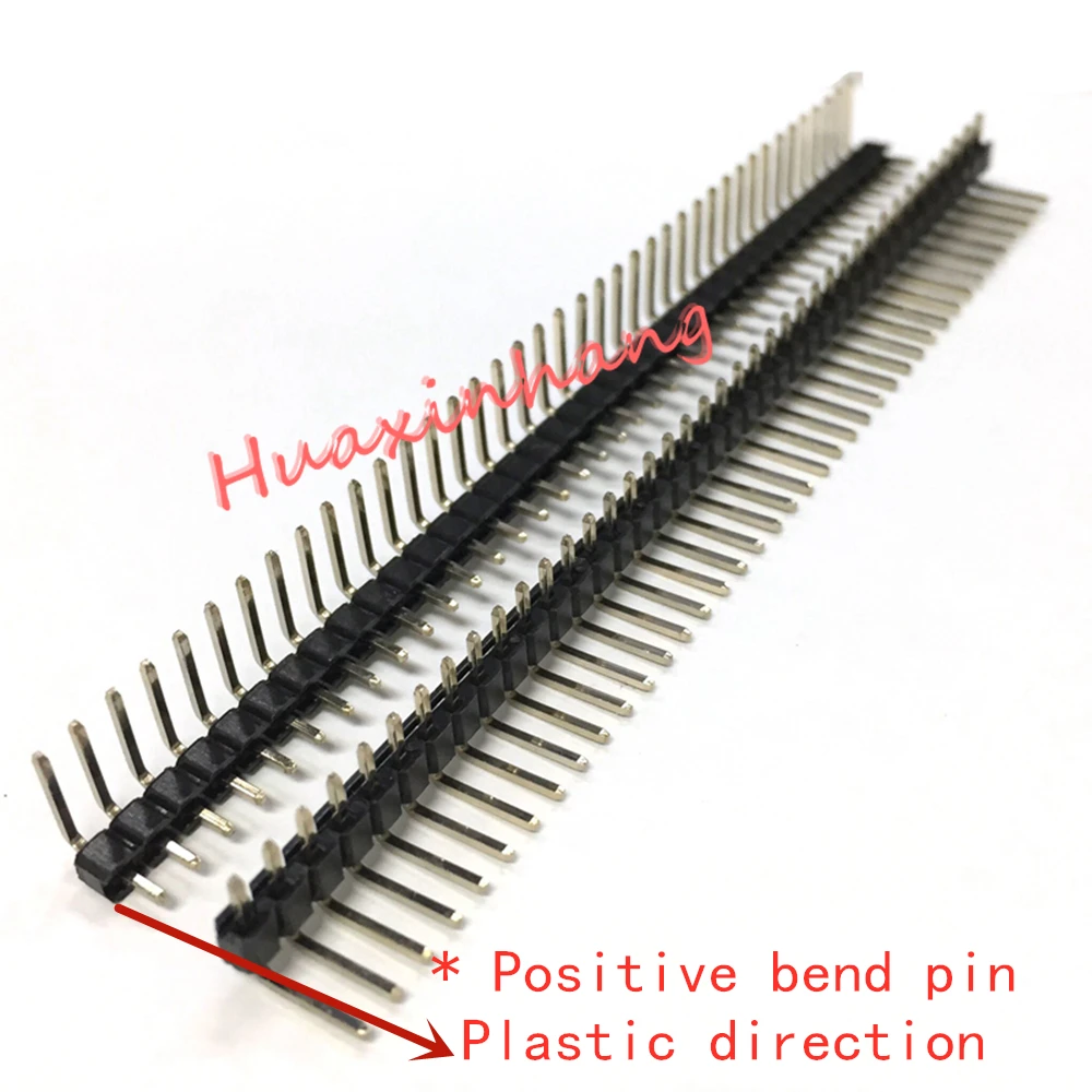 PCB разъем 200 шт. 1 * 40Pin 2 54 мм Однорядный положительный/Обратный Бендер медная игла