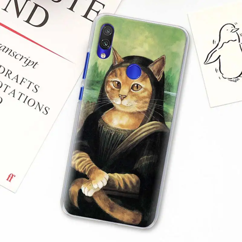 Забавный чехол для телефона Leonardo da Vinci MonaLisa Pat Cat для Redmi Note 5 6 7 8 Pro 8T S2 GO Redmi 7 7A 8A K20 Pro 6 6A 5 Plus Ha