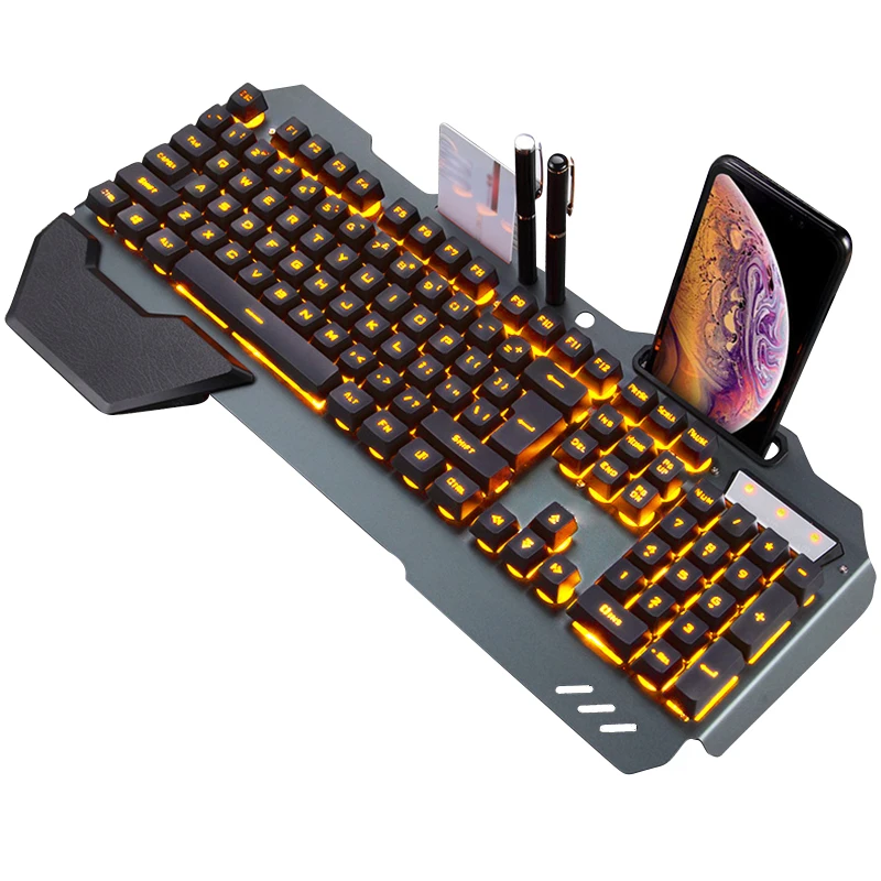Gaming Mechanical Keyboard With RGB Backlight Wired Ergonomic Keyboard Phone Holder Gamer Keyboard For Tablet Desktop For PUBG