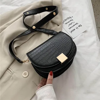 

HOCODO Crocodile Pattern Semicircle Saddle Bags Crossbody Bags For Women 2020 Fashion Pu Leather Shoulder Messenger Bag Handbags