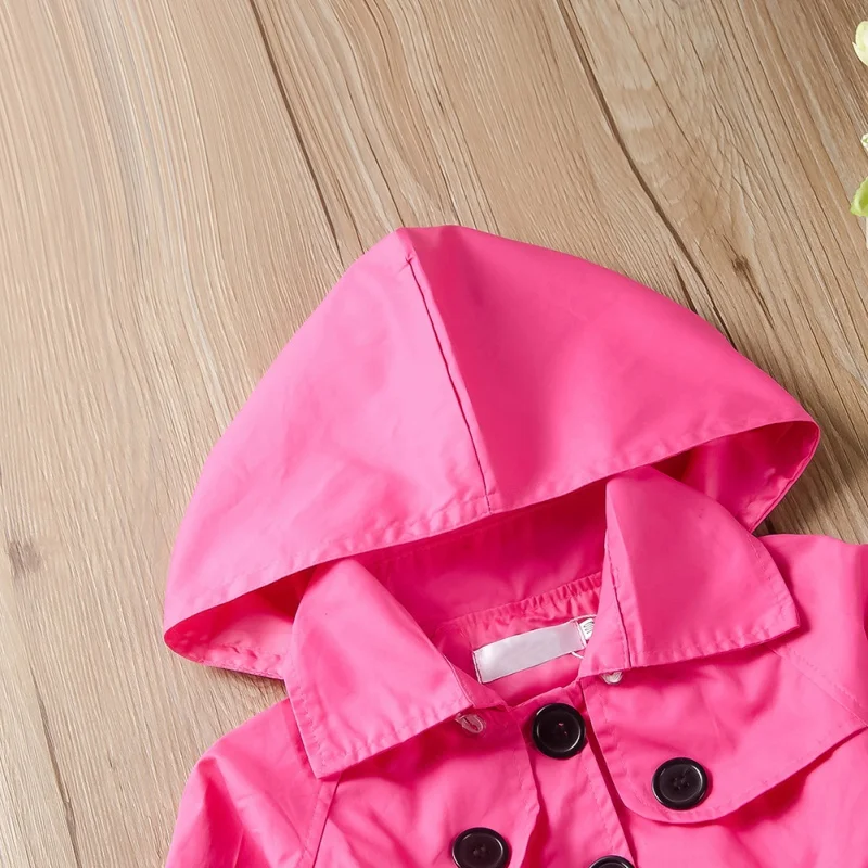 Детское осенне-зимнее хлопковое пальто с длинными рукавами для девочек; Повседневная однотонная теплая удобная верхняя одежда с капюшоном и карманами