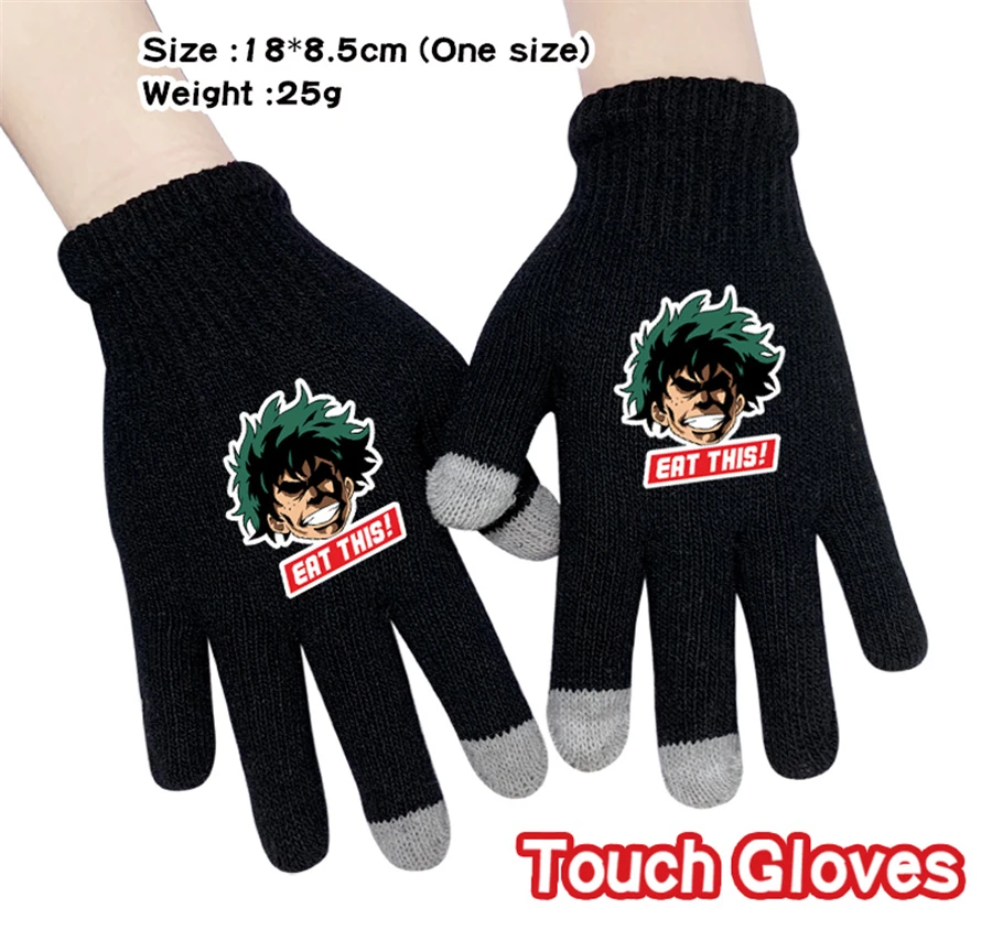 Аниме Мой герой Academy перчатки с сенсорным экраном зимние теплые для мальчиков и девочек емкостные трикотажные Полный палец Косплей рукавицы мультфильмы подарок - Цвет: X