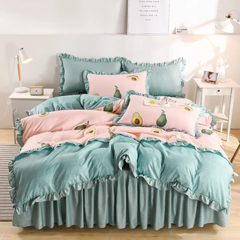 

4Pcs/set Avocado Pattern Bedding Set Duvet Cover High Quality Polyester Quilt Cover Bed Sheet 2 Pillowcase Full King Queen Size